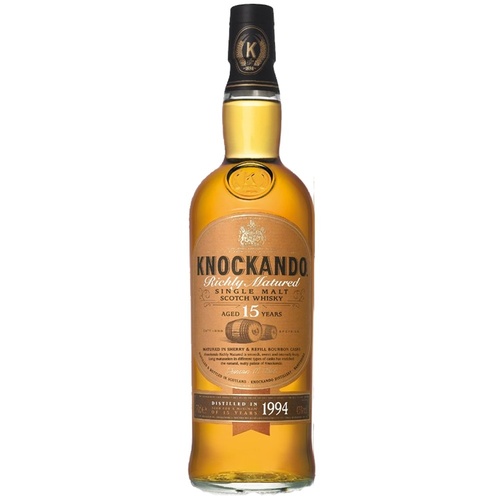 WHISKY ECOSSE SPEYSIDE SINGLE MALT KNOCKANDO RICHLY MATURED 15 ANS 43% 70CL